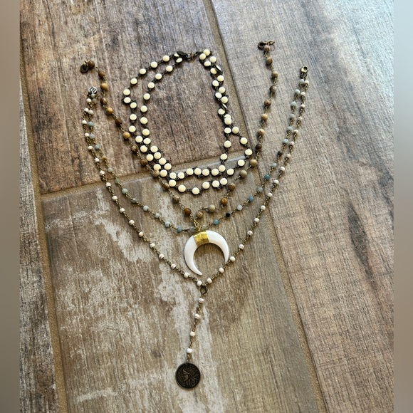 R&R Jewelry - Raw & Rebellious Boho Layered Necklace Bundle– Crescent Moon, Beaded, Coin Charm